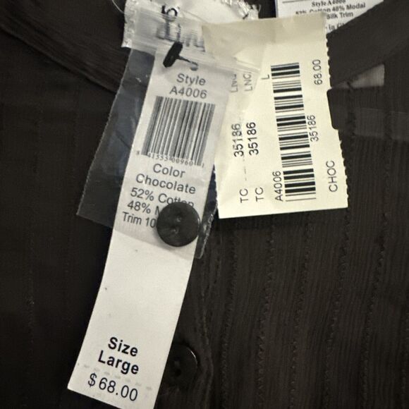 LINQ California Chocolate Brown Henley Women’s Size L Large MSRP‎ $68 NWT - Picture 3 of 6